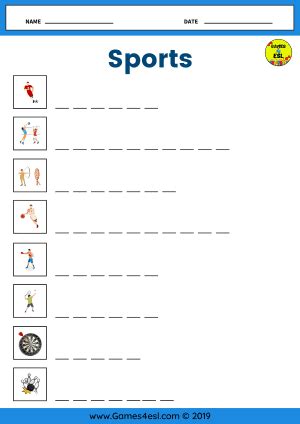 sports worksheets gamesesl