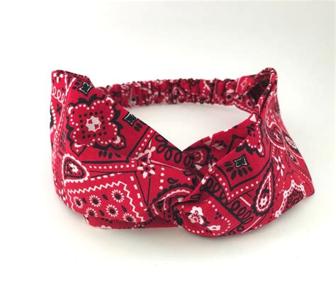 Red Bandana Headband For Women Twisted Turban Headscarf Etsy