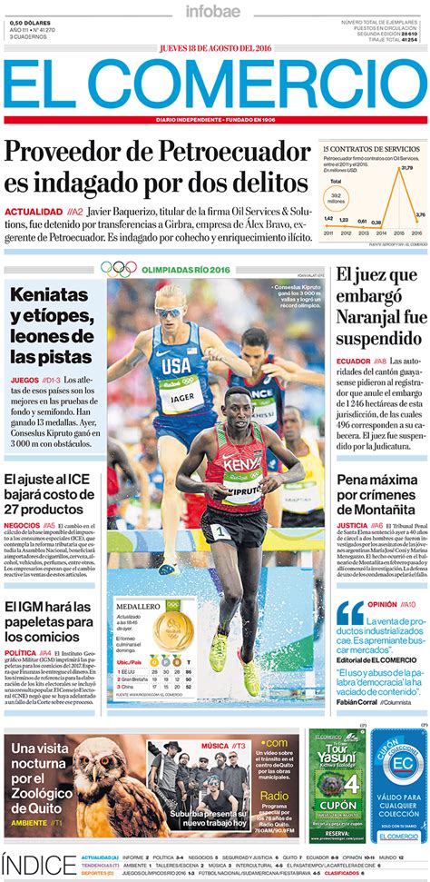 El Comercio Ecuador Jueves 18 De Agosto De 2016 Infobae
