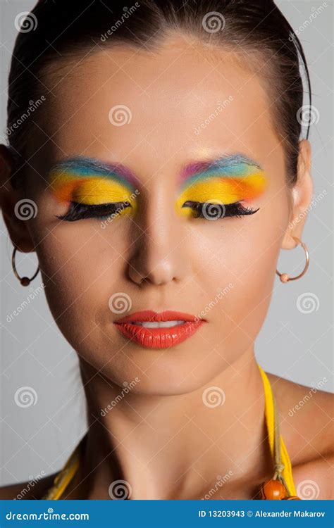 Woman And Multicolored Make Up Stock Image Image Of Makeup Isolated