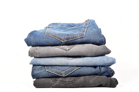Premium Photo Jeans Stack Isolated On White Background With Clipping Path