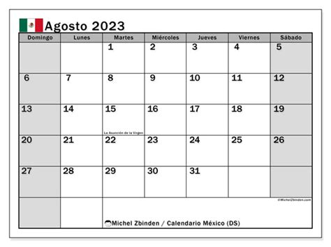 Calendario Agosto De 2023 Para Imprimir 50DS Michel Zbinden MX