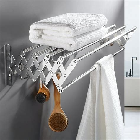 Telescopic Towel Rack Stainless Wall Mounted Towel Bar Accordion