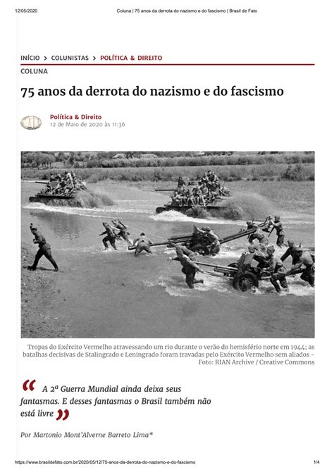 Pdf Coluna 75 Anos Da Derrota Do Nazismo E Do Fascismo Brasil De Fato