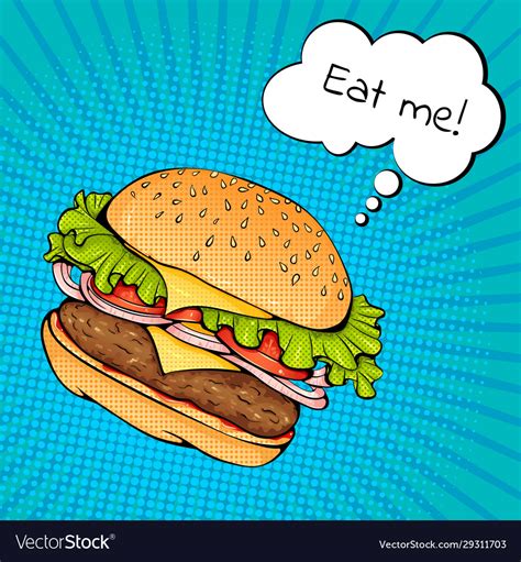 Burger With Cheese Pop Art Royalty Free Vector Image