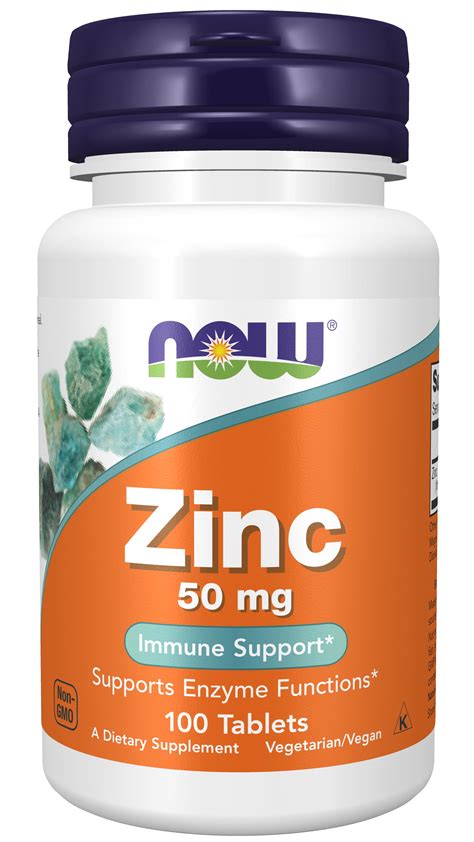 Now Supplements Zinc Zinc Gluconate 50 Mg Supports Enzyme Functions Immune Support 100