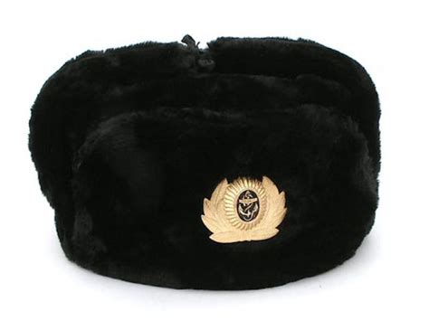 Authentic Russian Military Black Ushanka Hat Navy Sailor Olgas