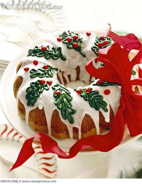 Please remove all the decorations when you slice it and serve. Christmas Bundt Cake with Icing and Holly Decorations ...