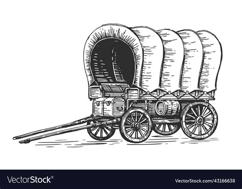 Covered Wagon Vintage Transport Old Carriage Vector Image