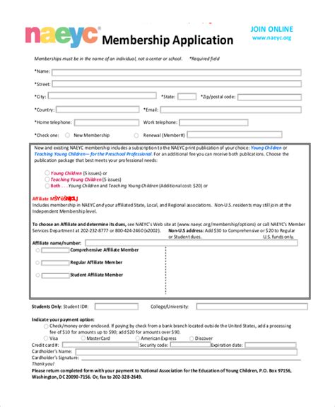 Free 14 Sample Membership Application Forms In Pdf Word Excel