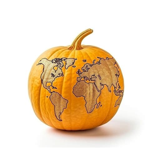 Premium Ai Image World Map Carved Or Painted On A Pumpkin Isolated On