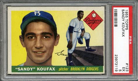 Buy guaranteed authentic sandy koufax memorabilia including autographed jerseys, photos, and more at www.sportsmemorabilia.com. Lot Detail - 1955 Topps #123 Sandy Koufax Rookie Card - PSA EX 5