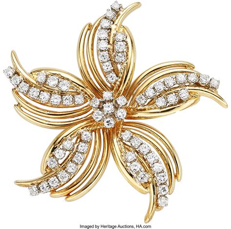 Diamond Gold Brooch Estate Jewelry Brooches Pins Lot 55507