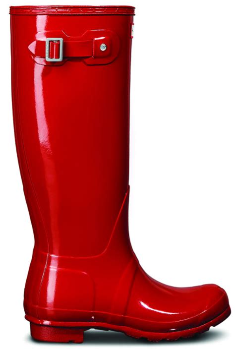 Hunter Wellies Womens Original Tall Gloss Military Red Landau Store