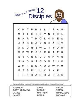 Search For Jesus Twelve Disciples Word Search Puzzle Bible Lessons