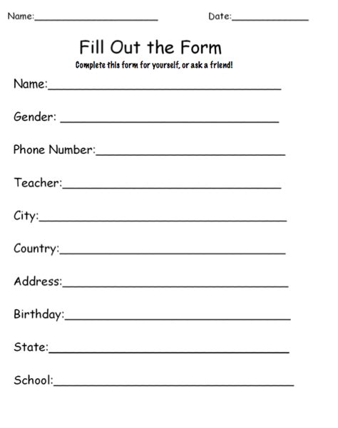 Practice Filling Out Forms Worksheets
