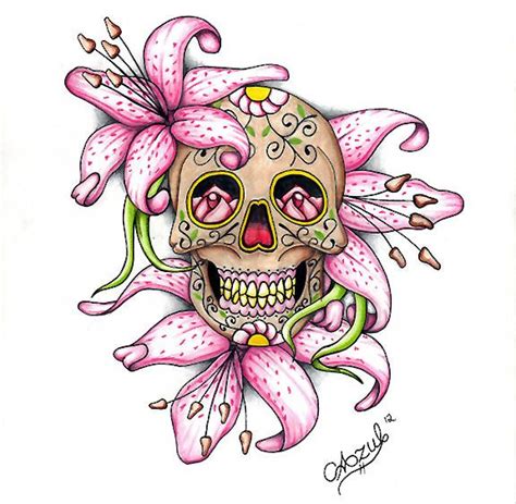 Wanted to try my own take on a #candyskullgirl #sugarskull #candyskull #girl #skull #illustration #tattoo… Sugar Skull by Azul80 on deviantART | Sugar skull tattoos, Skull decal, Skull tattoo