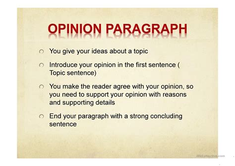 opinion paragraph - English ESL Powerpoints for distance ...