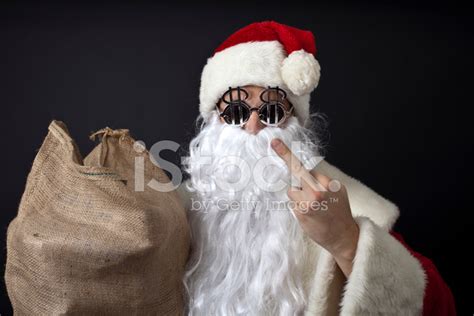 Crazy Santa Claus With Dollar Glasses Stock Photo Royalty Free