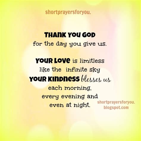 Thank You God For The Day You Give Us Short Prayers For You