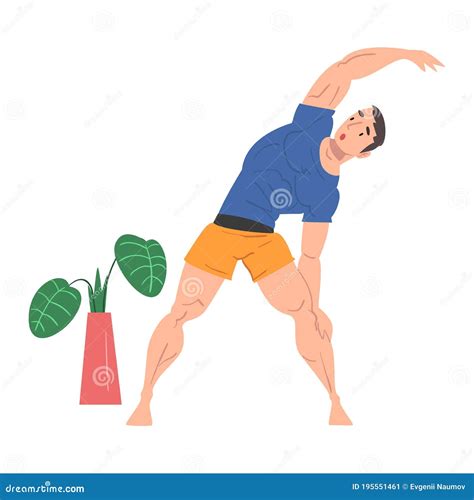 Man Doing Side Plank Abdominals Exercise Flat Vector Royalty Free