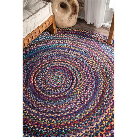 Nice Carpet Area Rug 6 Round Cotton Colorful Bold Gypsy Rag Shabby