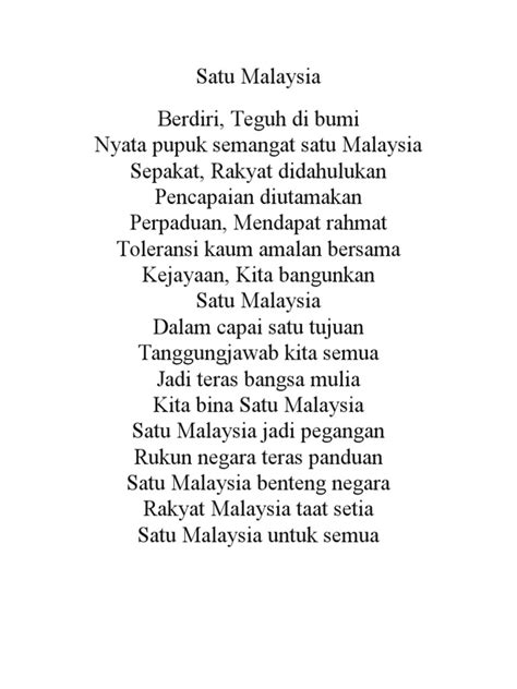 Lirik Lagu 1 Malaysia Pdf