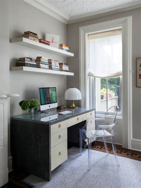 The side panels act as bookends and keep everything in place. Home Office Wall Shelves | Houzz