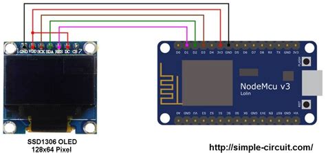 Esp8266 Esp 12e Nodemcu Ssd1306 Oled Display Circuit Iot Projects