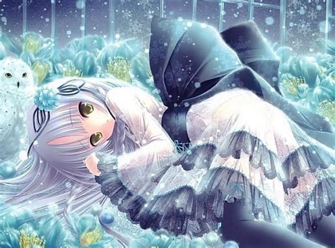 Beautiful Snowy Anime Girl Cute Snowflake Snow Bonito Anime Girl