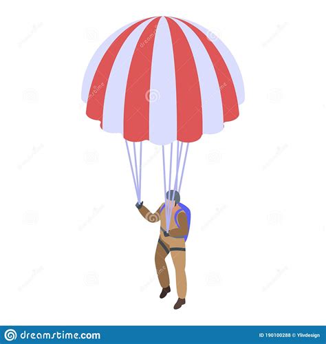 Extreme Parachuting Icon Isometric Style Stock Vector Illustration