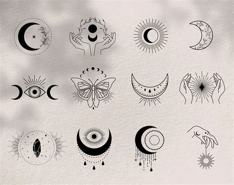 Magic Moon Moon Phases Witch Boho Clip Art Tattoo Logo Etsy