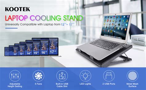 Laptop Cooling Pad Kootek® 12 17 Cooler Pad Chill Mat 5 Quiet Fans
