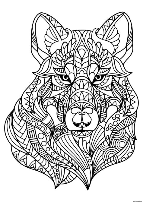 Coloriage Loup Wolf Mandala Adulte Dessin Loup à Imprimer