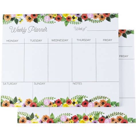 Floral Weekly Planner Pads Daily Schedule And To Do List 8 X 10 In 2