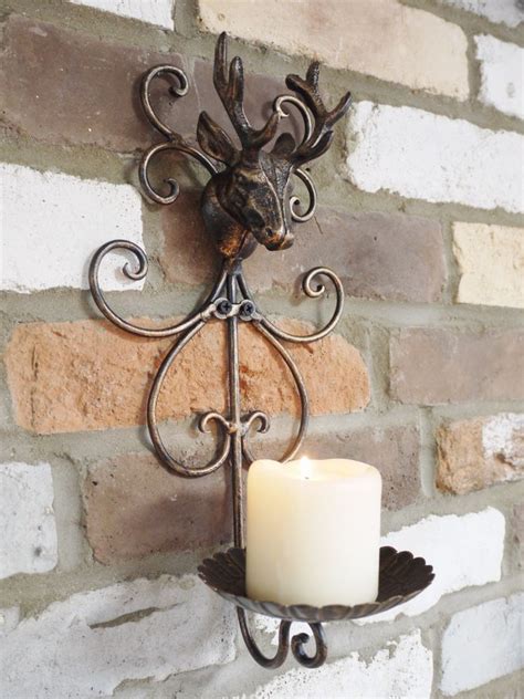 Uhbgt wall candle holder, iron wall candle, metal wall art tealight candle sconces hanging wall mounted decorative for home living room wedding events,7.5'',black 5.0 out of 5 stars 1 $9.99 $ 9. Vintage Wall Mounted Stag Wall Head Tea Light Candle ...
