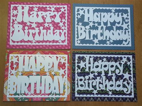 4 X Quick And Easy Happy Birthday Card Papercut Templates 
