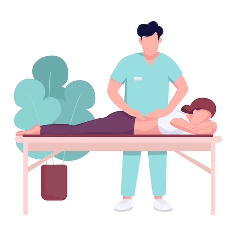 Premium Vector Hospital Masseur And Patient Flat Color Faceless Character Backpain Therapy