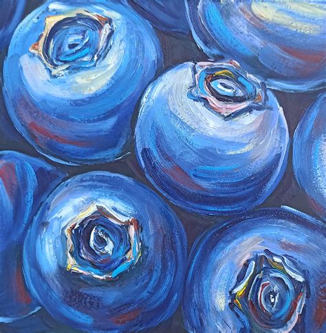 Blueberry Painting Berry Original Art Fruit Impasto Berries Etsy