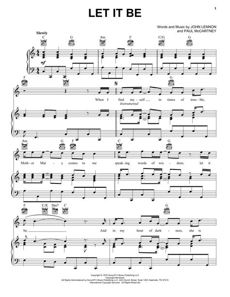 The Beatles Let It Be Sheet Music And Printable Pdf Music Notes