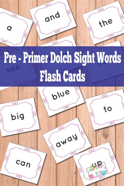 Pre Primer Sight Words Flash Cards Itsy Bitsy Fun