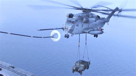 Ch 53e Helicopter Perform Air Refueling While Carrying A Humvee Youtube