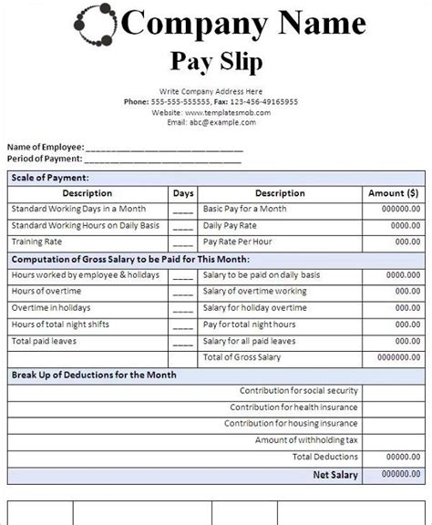 Salary Slip Templates 20 Ms Word And Excel Formats Samples And Forms