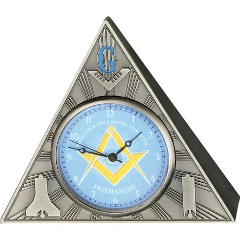 Infinity Iw53 Masonic Triangle Table Clock Blue Face