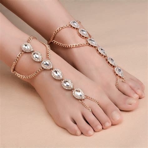 Ingemark Water Drop Crystal Pendant Anklets Sandals Sexy Foot Chain
