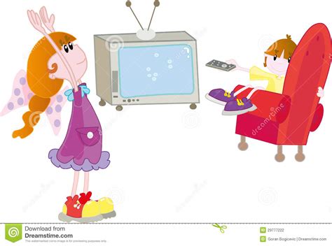 Kids With Tv Stock Vector Illustration Of Children Watching 29777222