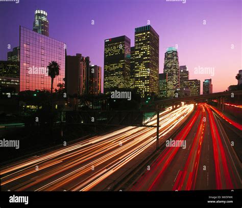 Los Angeles Skyline At Duskcalifornia Usa Stock Photo Alamy