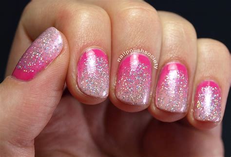 Nail Polish Society Pink Gradient And Holo Glitter Ruffian