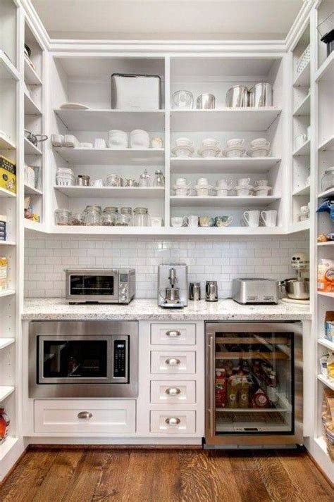 Use the space above your kitchen cabinetry to store large serving dishes, extra pantry items, cookbooks, or anything else you. small walk in pantry ideas - Google Search (2020 ...
