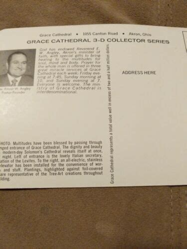 Ernest Angley Grace Cathedral 3d Large Rare Postcard Collector Series